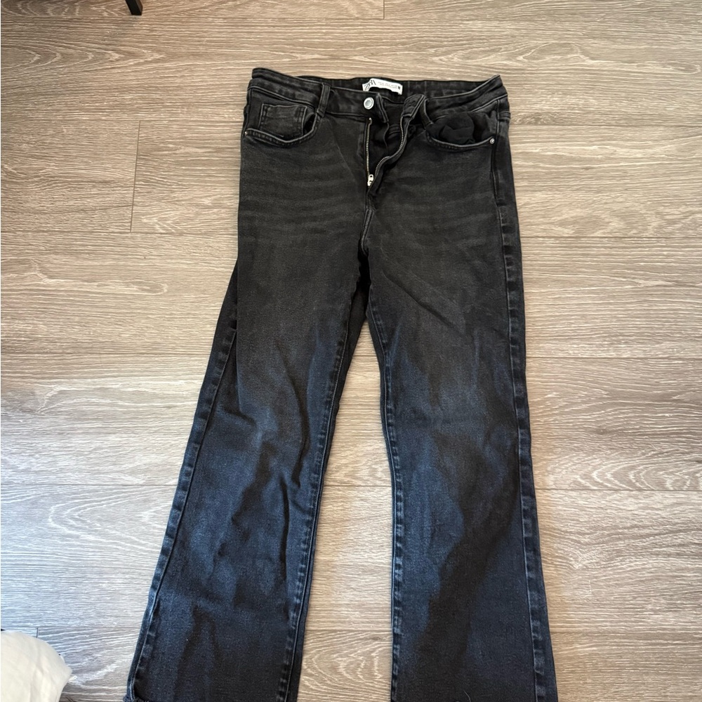 Zara Women's Straight Leg Black Jeans